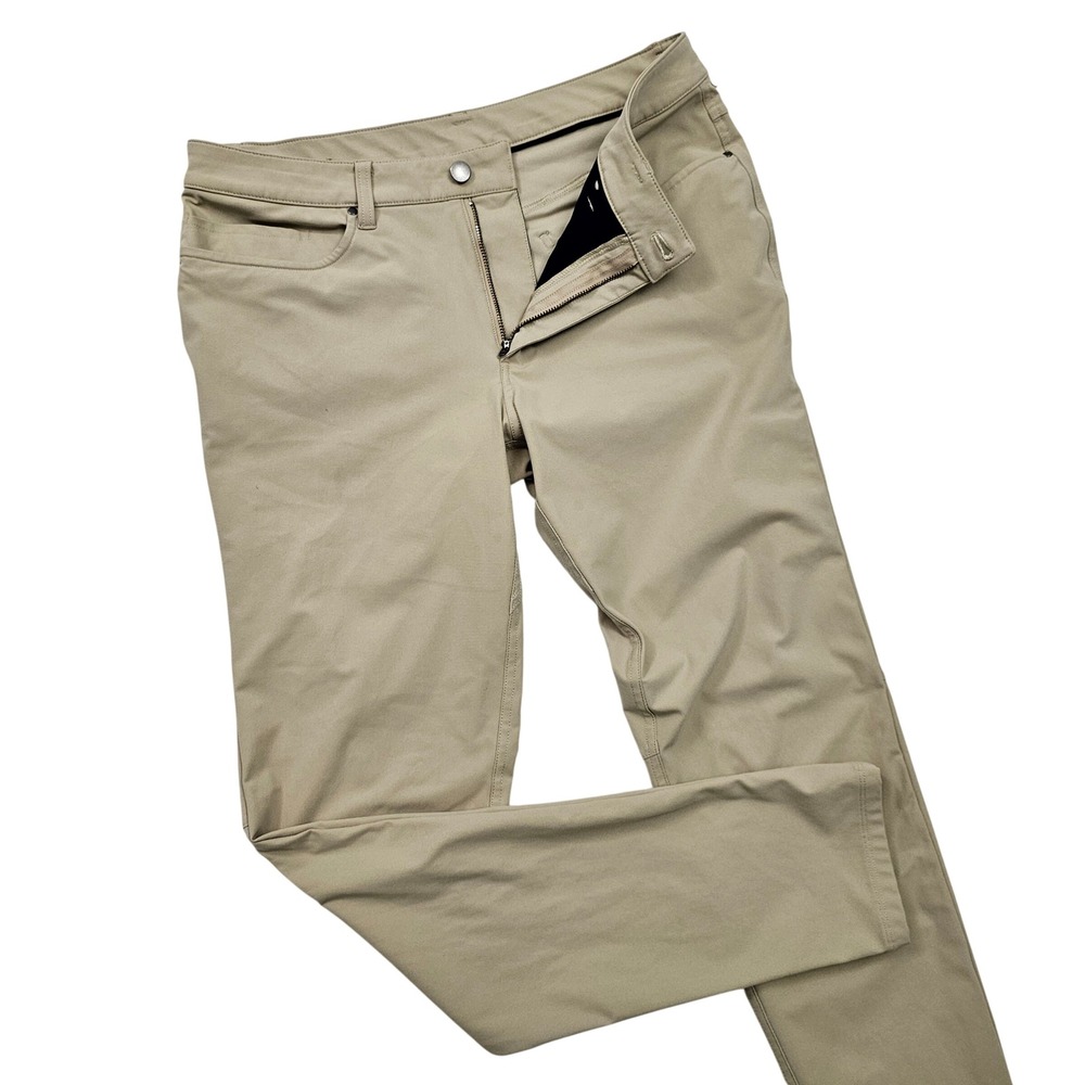 Lululemon Commission Pant Mens 34x31 Khaki Slim Fit ABC Tech Golf Gorpcore